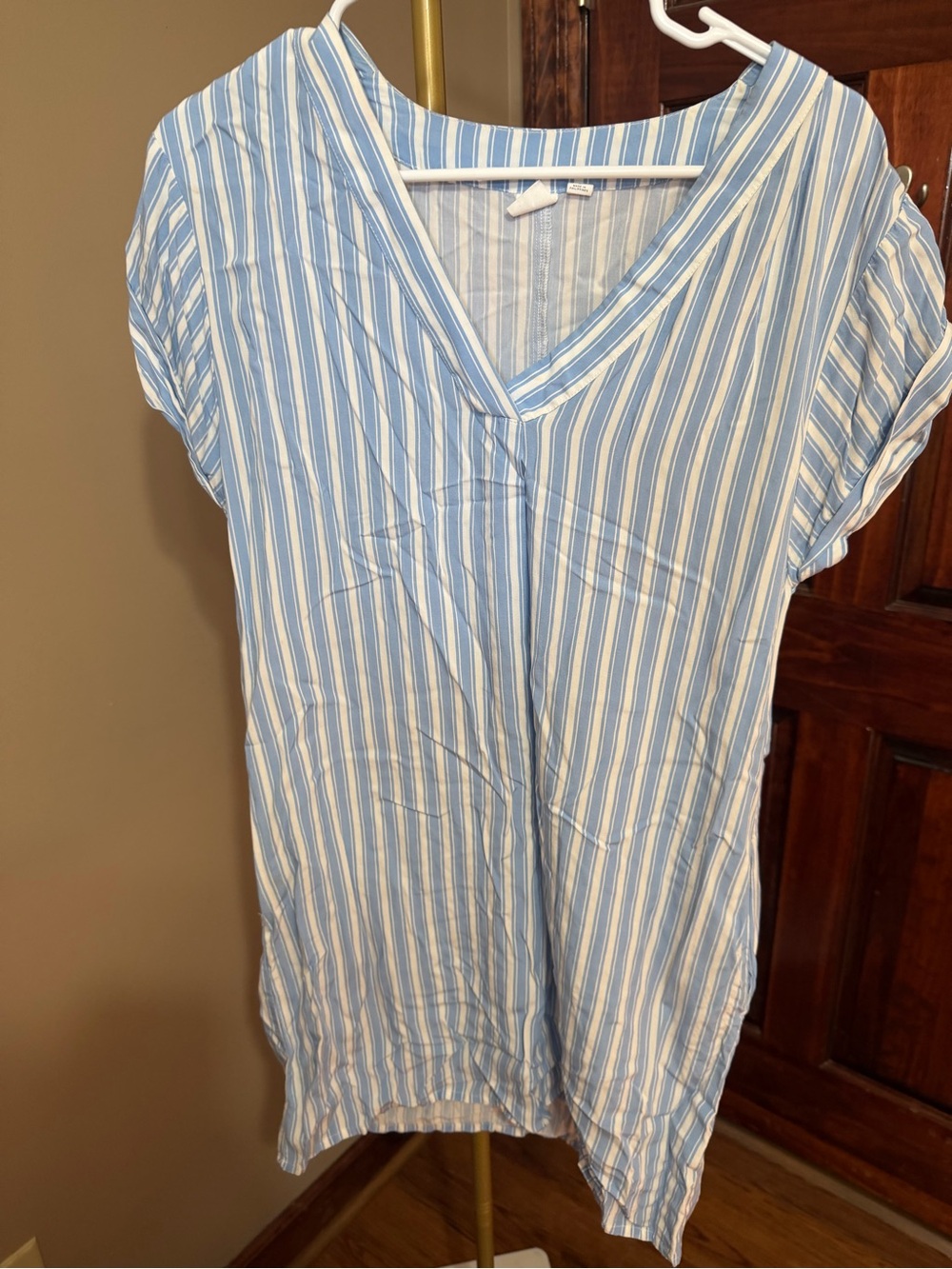 GAP Blue and White Striped V-Neck Dress